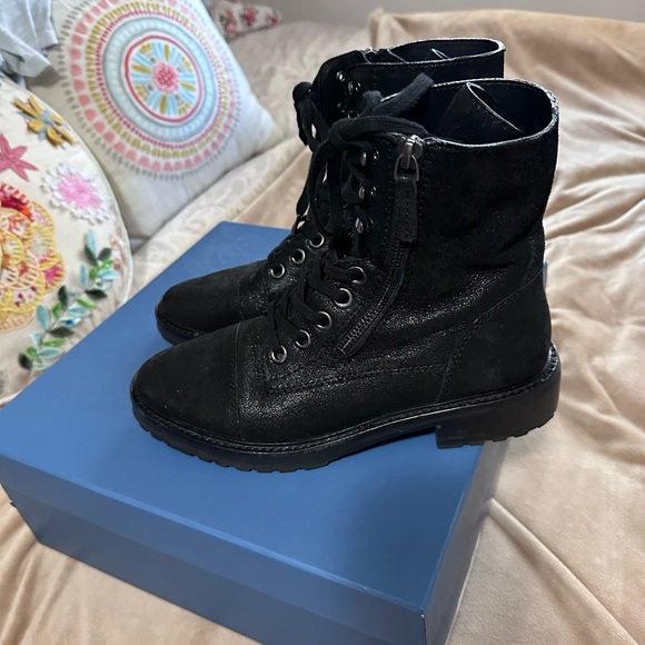 Paige Black Women's Lace-Up Combat Boots 7.5 - Picture 1 of 9